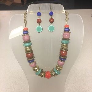 Multicolored necklace and earrings